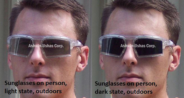 Sunglasses prototype without prescription insert, typical light/dark contrast
